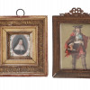 ANTIQUE 19 C FRENCH MINIATURE PORTRAIT PAINTINGS PIC-0