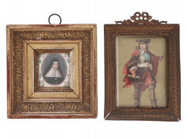 ANTIQUE 19 C FRENCH MINIATURE PORTRAIT PAINTINGS