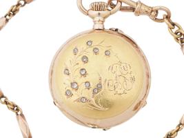 ANTIQUE C 1880 14K GOLD POCKET WATCH WITH CHAIN