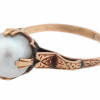 14K YELLOW GOLD PEARL FOLIAGE DESIGN JEWELRY RING PIC-2