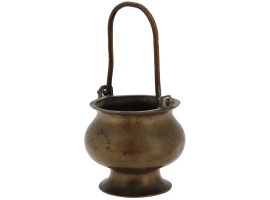 ANTIQUE BRASS HOLY WATER BUCKET WITH A HANDLE