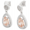 SILVER PADPARADSCHA SAPPHIRE WHITE TOPAZ EARRINGS PIC-1