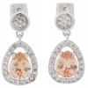 SILVER PADPARADSCHA SAPPHIRE WHITE TOPAZ EARRINGS PIC-0