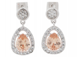 SILVER PADPARADSCHA SAPPHIRE WHITE TOPAZ EARRINGS