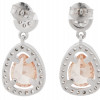 SILVER PADPARADSCHA SAPPHIRE WHITE TOPAZ EARRINGS PIC-2