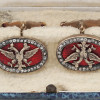 RUSSIAN GILT SILVER IMPERIAL EAGLE CUFFLINKS IOB PIC-1