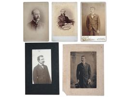 ANTIQUE 19TH C CABINET PHOTOGRAPHS MALE PORTRAITS