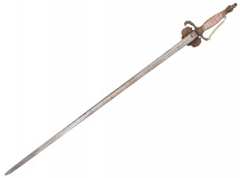 DRESS SWORD WITH KNIGHTS HELMET POMMEL AND CHAIN