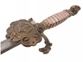 DRESS SWORD WITH KNIGHTS HELMET POMMEL AND CHAIN