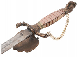 DRESS SWORD WITH KNIGHTS HELMET POMMEL AND CHAIN