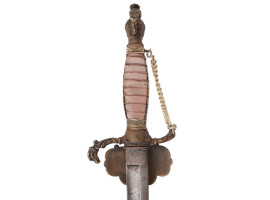 DRESS SWORD WITH KNIGHTS HELMET POMMEL AND CHAIN