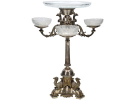 ELKINGTON SILVER PLATED GLASS CENTERPIECE EPERGNE