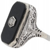 14K WHITE GOLD BLACK AGATE DIAMOND JEWELRY RING PIC-2