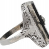 14K WHITE GOLD BLACK AGATE DIAMOND JEWELRY RING PIC-3