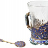 RUSSIAN GILT SILVER TEA GLASS HOLDER WITH SPOON PIC-0