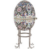 RUSSIAN 88 SILVER CLOISONNE ENAMEL EGG CASE STAND PIC-1