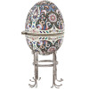 RUSSIAN 88 SILVER CLOISONNE ENAMEL EGG CASE STAND PIC-3