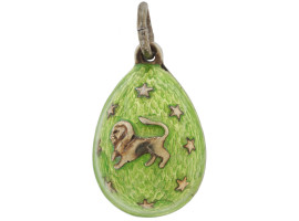 RUSSIAN GILT SILVER ENAMEL LEO EASTER EGG PENDANT