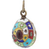 RUSSIAN SILVER ENAMEL RUBY EASTER EGG PENDANT PIC-2