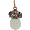 RUSSIAN CARVED JADE GILT SILVER DOG EGG PENDANT PIC-0