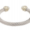 DAVID YURMAN 14K GOLD SILVER PEARL CUFF BRACELET PIC-1