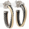 DAVID YURMAN 14K GOLD AND STERLING HOOP EARRINGS PIC-0