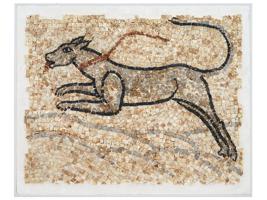 ANCIENT WEST ROMAN BYZANTINE EMPIRE MOSAIC OF DOG