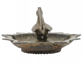 ANTIQUE 19TH C CAST BRONZE ASHTRAY WITH BIRD