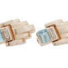 14K YELLOW GOLD AQUAMARINE STONE STUD EARRINGS PIC-1