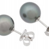 PLATINUM 14K GOLD AND BLACK PEARL STUD EARRINGS PIC-1