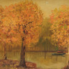 VINTAGE AUTUMN LANDSCAPE OIL PAINTING SIGNED PIC-1