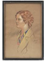FEMALE PORTRAIT PASTEL DRAWING BY ROBERT HOUSLEY