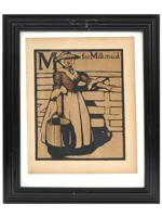 ANTIQUE PRINT M FOR MILKMAID BY WILLIAM NICHOLSON