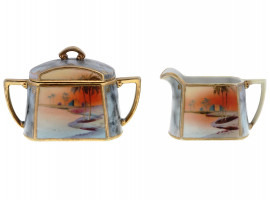 MIDCENT JAPANESE PORCELAIN CREAMER AND SUGAR BOWL