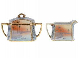 MIDCENT JAPANESE PORCELAIN CREAMER AND SUGAR BOWL