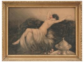 1926 FRENCH FEMALE ETCHING SMOKE BY LOUIS ICART