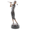 ART DECO BRONZE SCULPTURE OF LADY PLAYING GOLF PIC-0