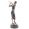 ART DECO BRONZE SCULPTURE OF LADY PLAYING GOLF PIC-1