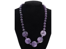 AMETHYST BEADED NECKLACE W STERLING SILVER CLASP