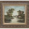 ANTIQUE 19TH C FRENCH RIVER LANDSCAPE PAINTING PIC-0