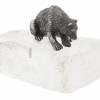 RUSSIAN SILVER BEAR FIGURINE ON ROCK CRYSTAL BASE PIC-0