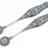 RUSSIAN SILVER CLOISONNE ENAMEL MUSTARD SPOONS PIC-0