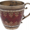 RUSSIAN GILT SILVER AND RED ENAMEL COFFEE CUP PIC-0
