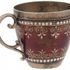 RUSSIAN GILT SILVER AND RED ENAMEL COFFEE CUP PIC-2