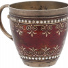 RUSSIAN GILT SILVER AND RED ENAMEL COFFEE CUP PIC-1