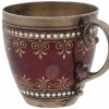 RUSSIAN GILT SILVER AND RED ENAMEL COFFEE CUP PIC-3