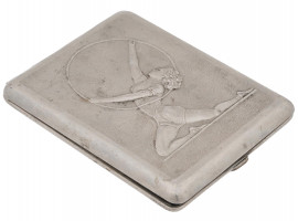 RUSSIAN SOVIET ERA CIGARETTE CASE WITH GYMNAST