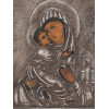 RUSSIAN TRAVEL ICON MOTHER OF GOD IN SILVER OKLAD PIC-1