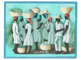 HAITIAN WOMEN OIL PAINTING BY CLAUDE DAMBREVILLE