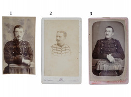 ANTIQUE 19TH C CABINET PHOTOS OF FRENCH HUSSARS